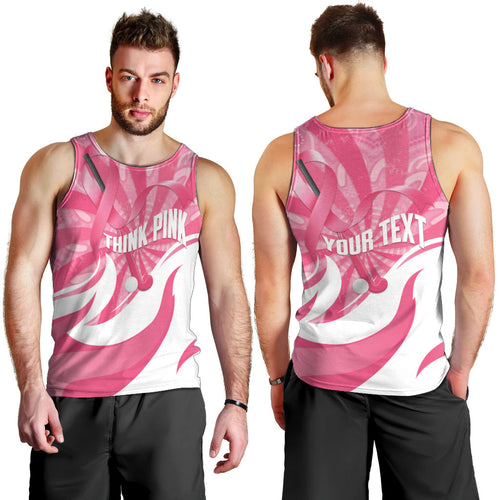 Australia Field Hockey Breast Cancer Personalised Men Tank Top Think Pink Ribbon Aboriginal Art