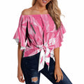 Australia Field Hockey Breast Cancer Personalised Off Shoulder Wrap Waist Top Think Pink Ribbon Aboriginal Art