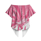 Australia Field Hockey Breast Cancer Personalised Off Shoulder Wrap Waist Top Think Pink Ribbon Aboriginal Art