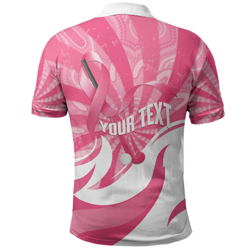 Australia Field Hockey Breast Cancer Personalised Polo Shirt Think Pink Ribbon Aboriginal Art