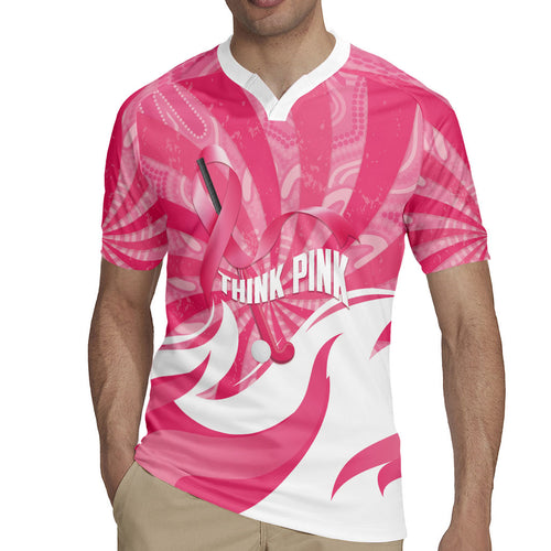 Australia Field Hockey Breast Cancer Personalised Rugby Jersey Think Pink Ribbon Aboriginal Art