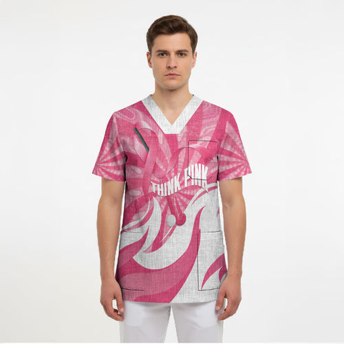 Australia Field Hockey Breast Cancer Personalised Scrub Top Think Pink Ribbon Aboriginal Art