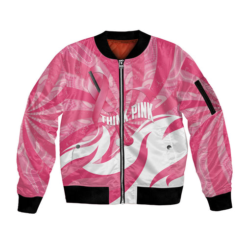 Australia Field Hockey Breast Cancer Personalised Sleeve Zip Bomber Jacket Think Pink Ribbon Aboriginal Art