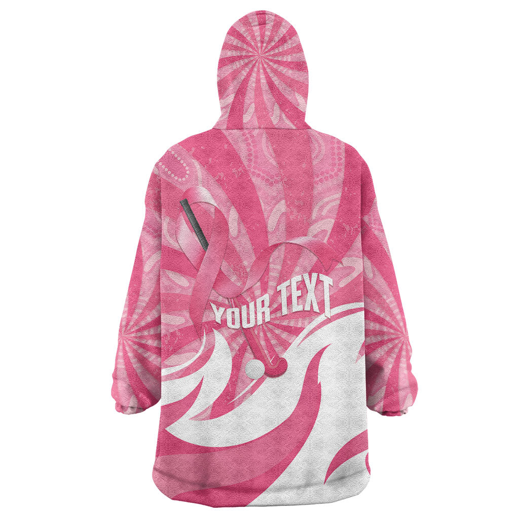 Australia Field Hockey Breast Cancer Personalised Wearable Blanket Hoodie Think Pink Ribbon Aboriginal Art