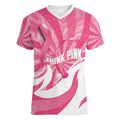 Australia Field Hockey Breast Cancer Personalised Women V-Neck T-Shirt Think Pink Ribbon Aboriginal Art
