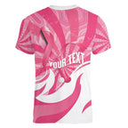 Australia Field Hockey Breast Cancer Personalised Women V-Neck T-Shirt Think Pink Ribbon Aboriginal Art