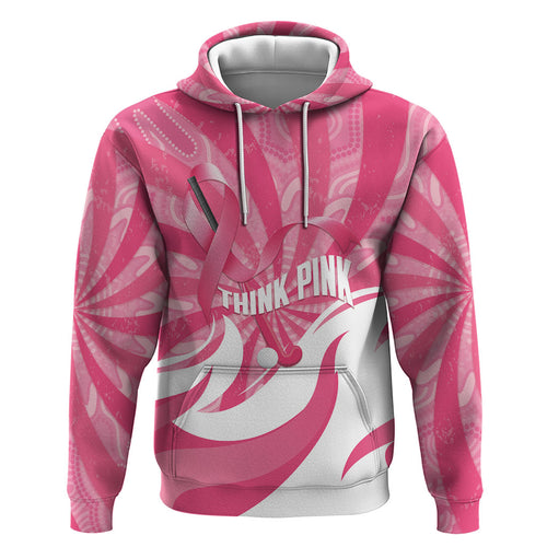 Australia Field Hockey Breast Cancer Personalised Zip Hoodie Think Pink Ribbon Aboriginal Art
