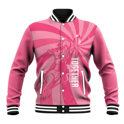 Australia Netball Breast Cancer Personalised Baseball Jacket Aussie Kangaroo Together We Can