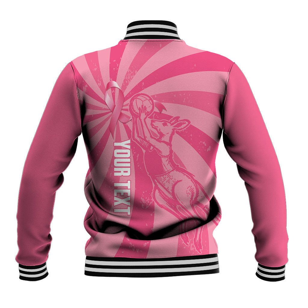 Australia Netball Breast Cancer Personalised Baseball Jacket Aussie Kangaroo Together We Can