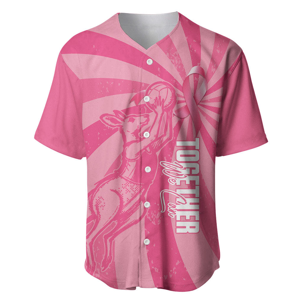 Australia Netball Breast Cancer Personalised Baseball Jersey Aussie Kangaroo Together We Can