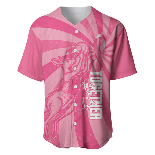 Australia Netball Breast Cancer Personalised Baseball Jersey Aussie Kangaroo Together We Can