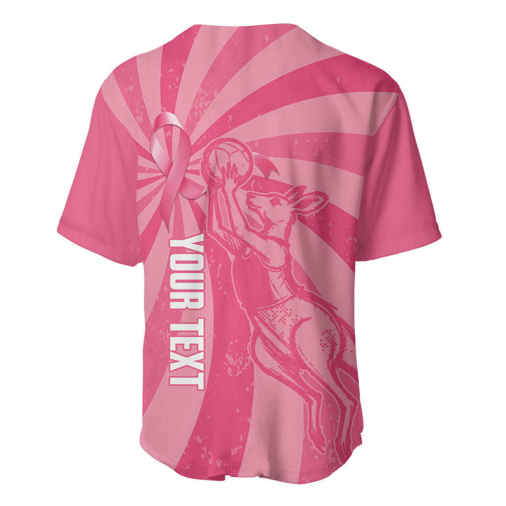 Australia Netball Breast Cancer Personalised Baseball Jersey Aussie Kangaroo Together We Can