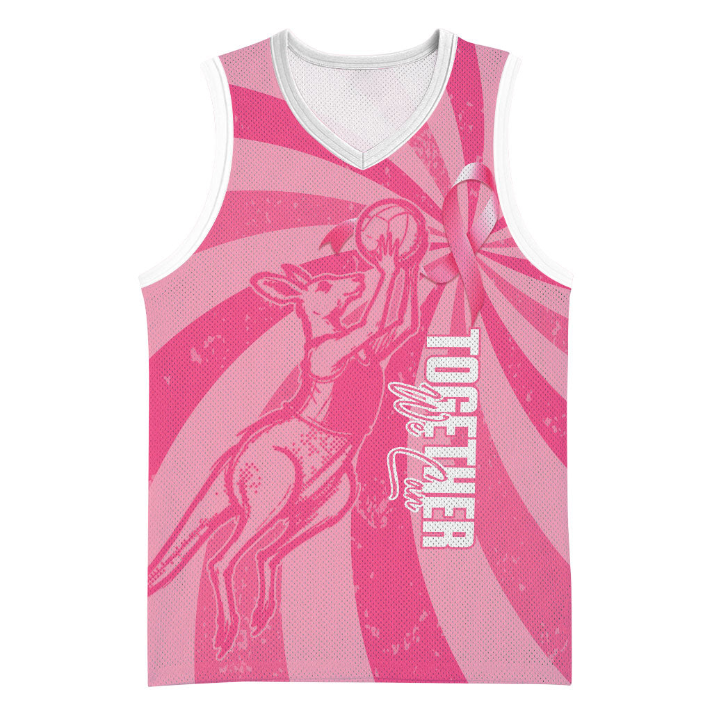 Australia Netball Breast Cancer Personalised Basketball Jersey Aussie Kangaroo Together We Can