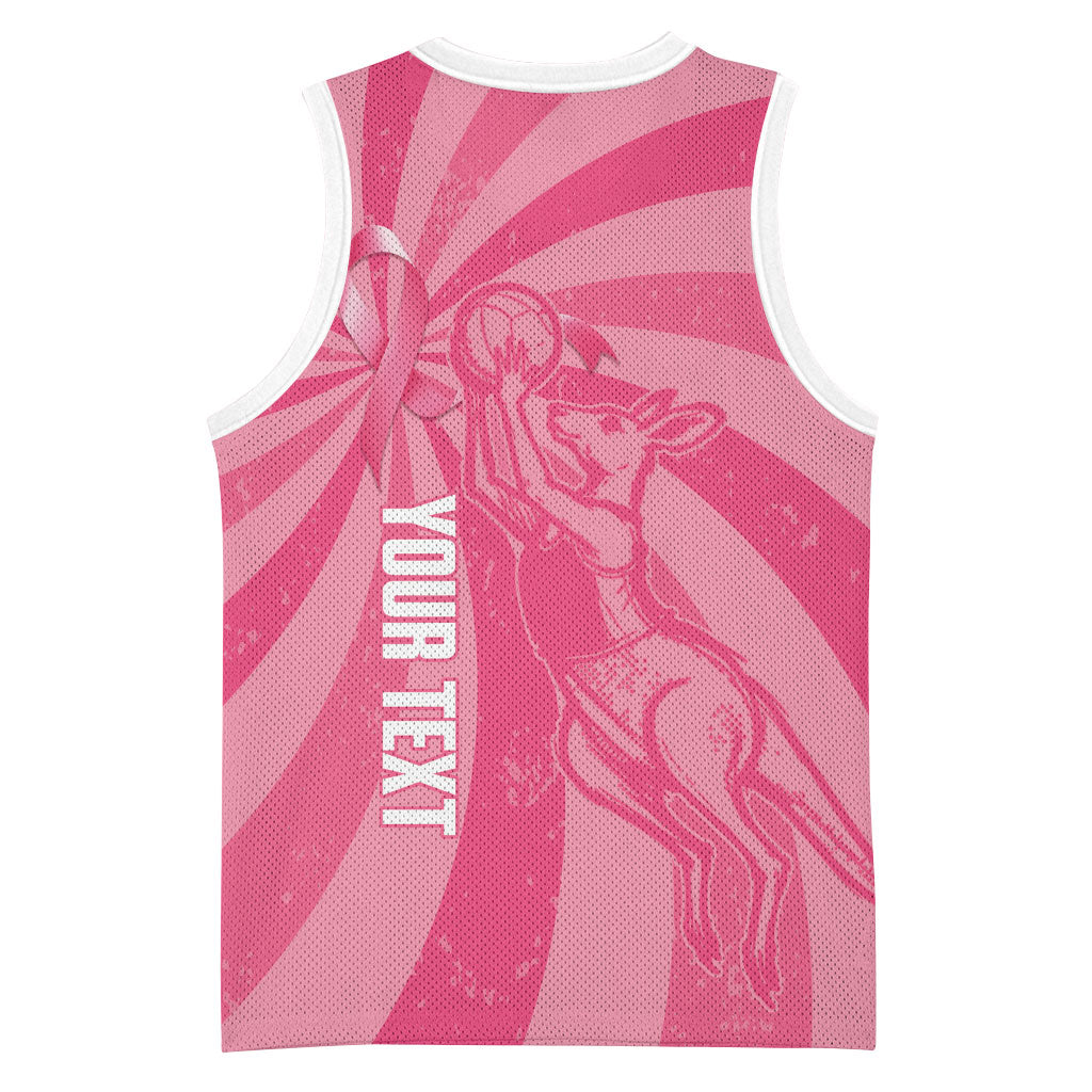 Australia Netball Breast Cancer Personalised Basketball Jersey Aussie Kangaroo Together We Can