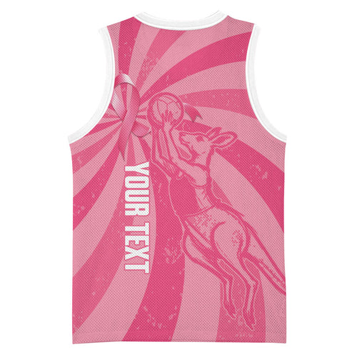 Australia Netball Breast Cancer Personalised Basketball Jersey Aussie Kangaroo Together We Can