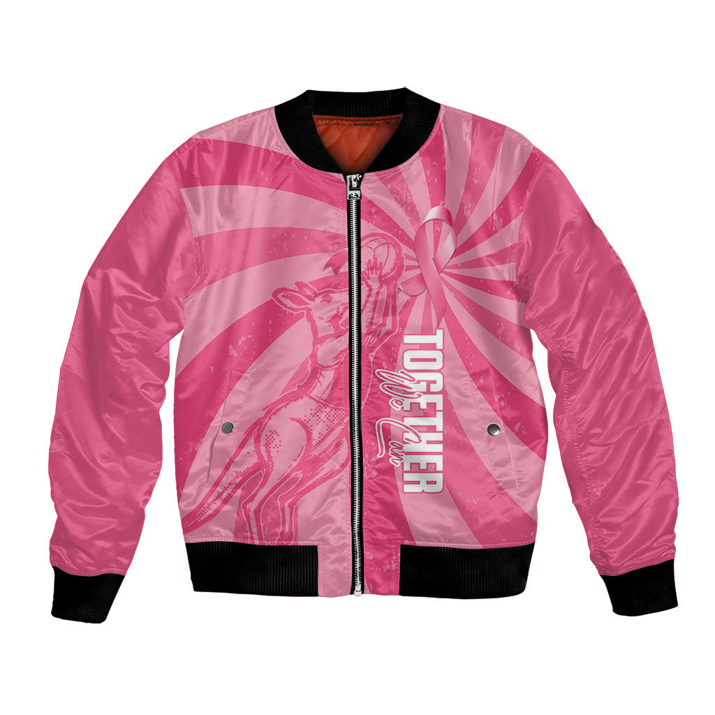 Australia Netball Breast Cancer Personalised Bomber Jacket Aussie Kangaroo Together We Can