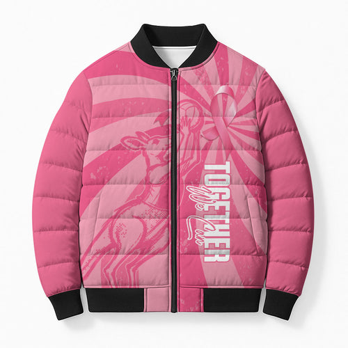 Australia Netball Breast Cancer Personalised Bomber Puffer Jacket Aussie Kangaroo Together We Can