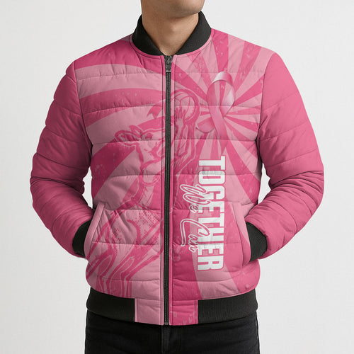 Australia Netball Breast Cancer Personalised Bomber Puffer Jacket Aussie Kangaroo Together We Can