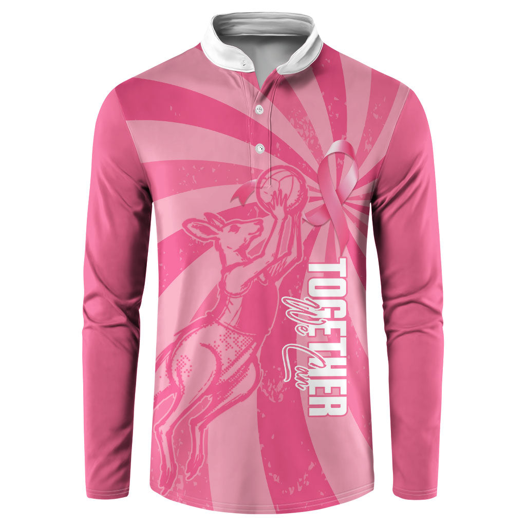 Australia Netball Breast Cancer Personalised Button Sweatshirt Aussie Kangaroo Together We Can