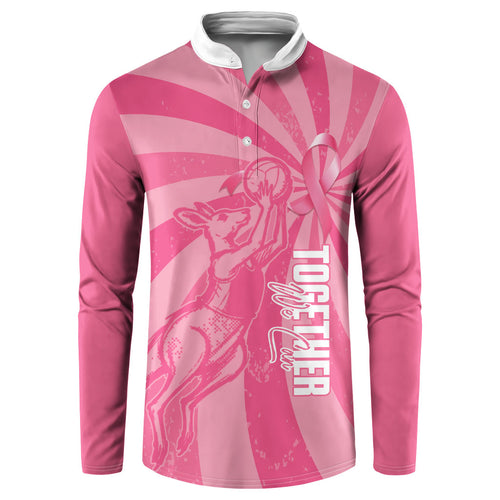 Australia Netball Breast Cancer Personalised Button Sweatshirt Aussie Kangaroo Together We Can