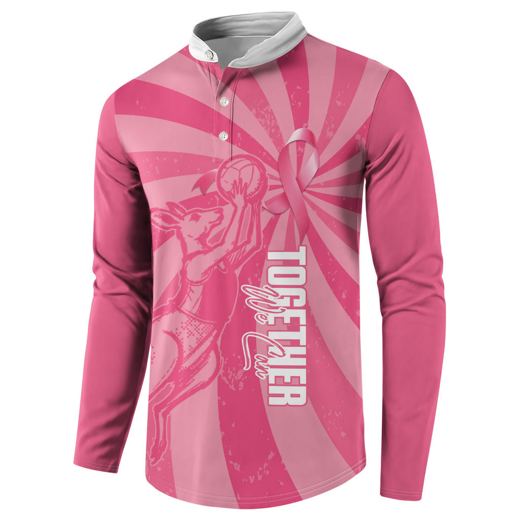 Australia Netball Breast Cancer Personalised Button Sweatshirt Aussie Kangaroo Together We Can