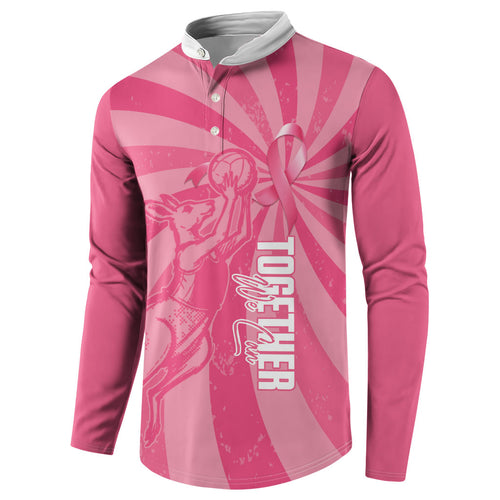 Australia Netball Breast Cancer Personalised Button Sweatshirt Aussie Kangaroo Together We Can