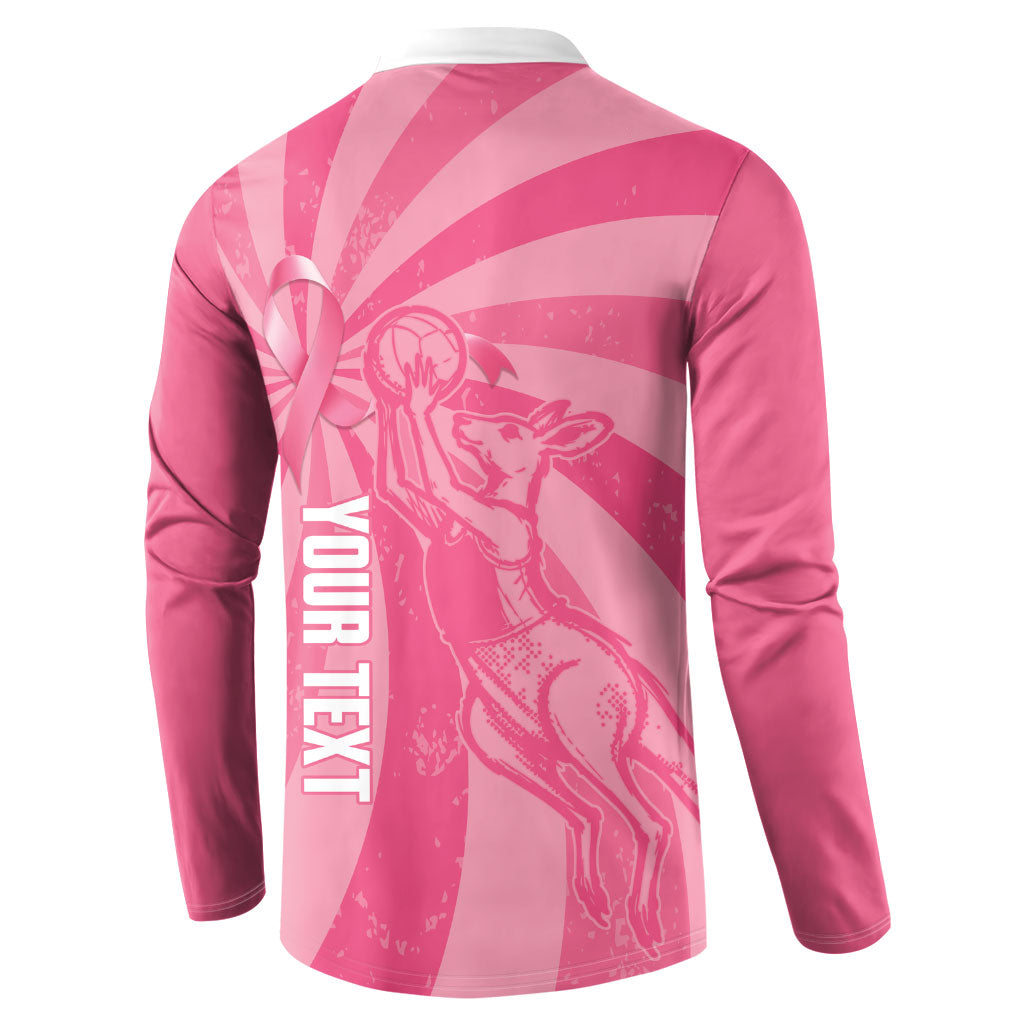 Australia Netball Breast Cancer Personalised Button Sweatshirt Aussie Kangaroo Together We Can