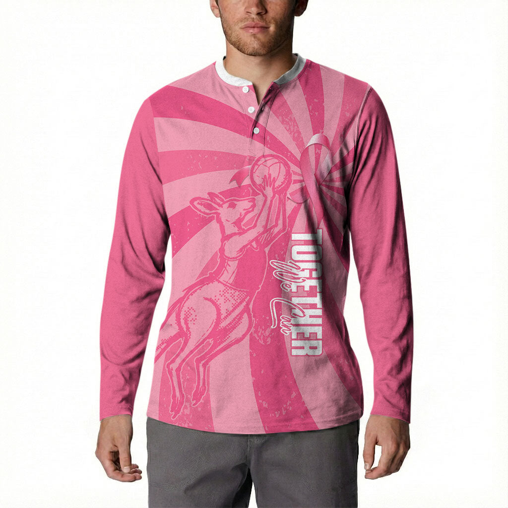 Australia Netball Breast Cancer Personalised Button Sweatshirt Aussie Kangaroo Together We Can