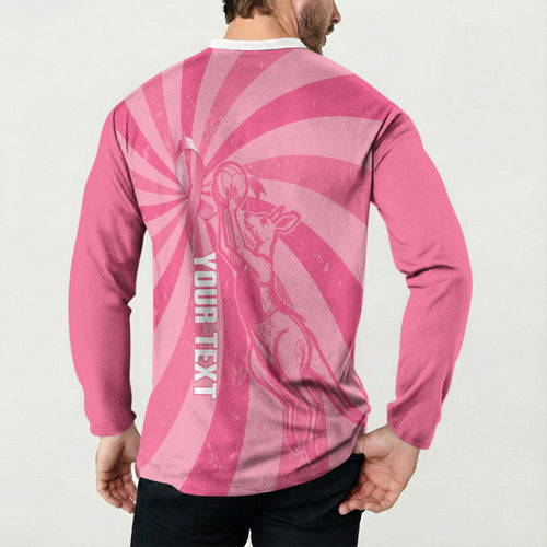 Australia Netball Breast Cancer Personalised Button Sweatshirt Aussie Kangaroo Together We Can