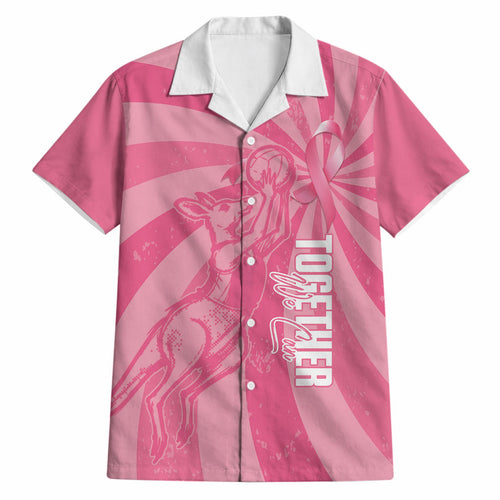 Australia Netball Breast Cancer Personalised Hawaiian Shirt Aussie Kangaroo Together We Can
