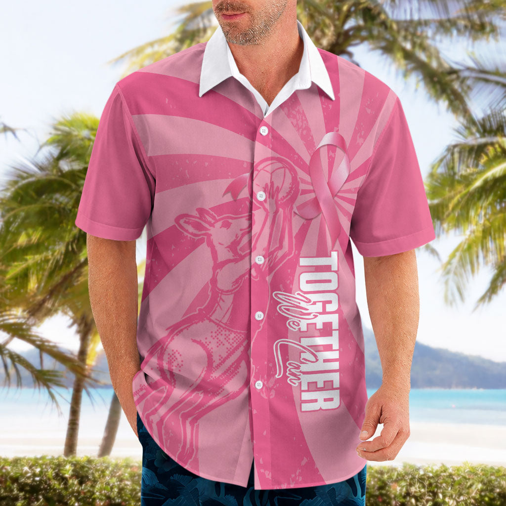 Australia Netball Breast Cancer Personalised Hawaiian Shirt Aussie Kangaroo Together We Can