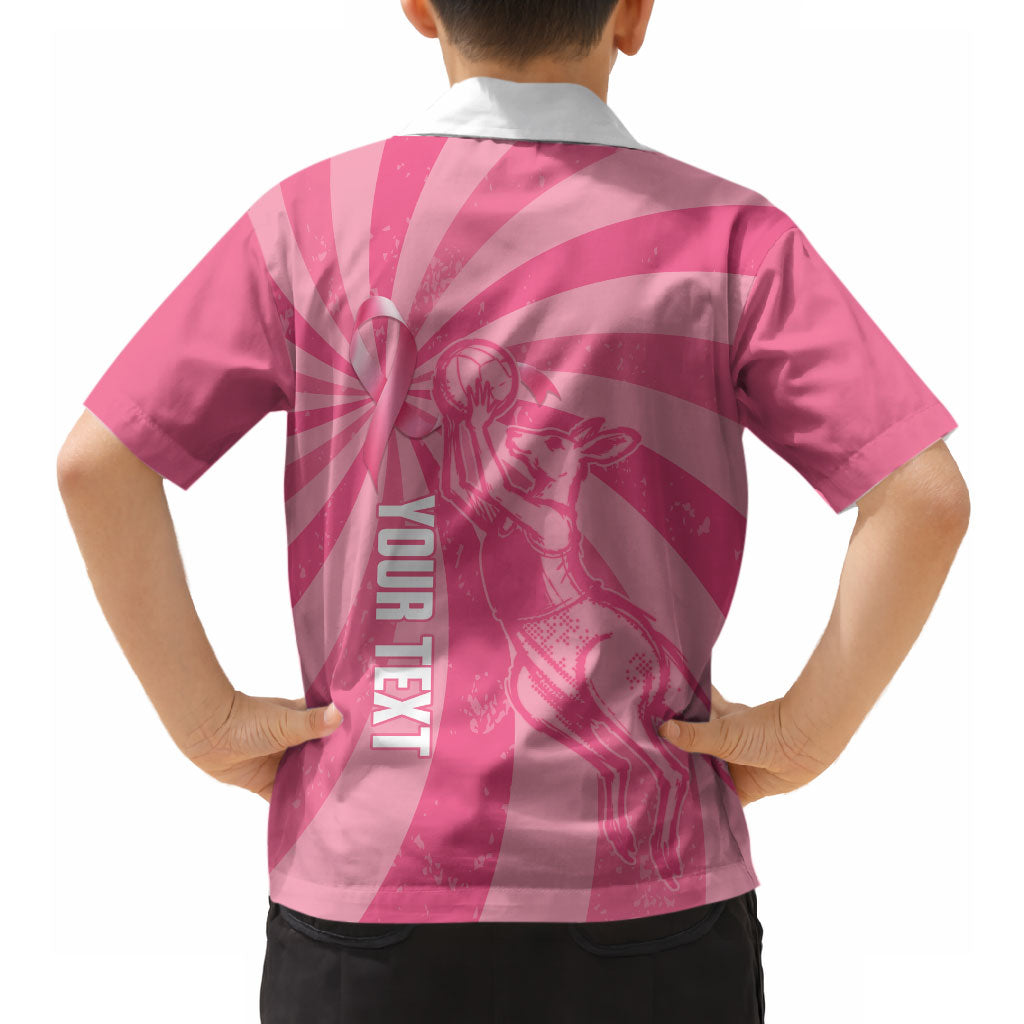 Australia Netball Breast Cancer Personalised Hawaiian Shirt Aussie Kangaroo Together We Can