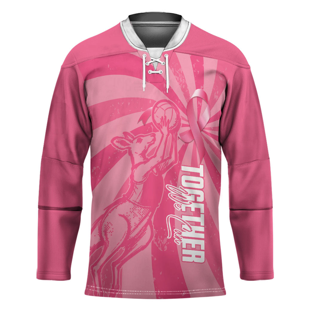 Australia Netball Breast Cancer Personalised Hockey Jersey Aussie Kangaroo Together We Can