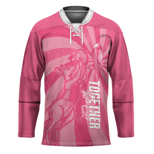 Australia Netball Breast Cancer Personalised Hockey Jersey Aussie Kangaroo Together We Can