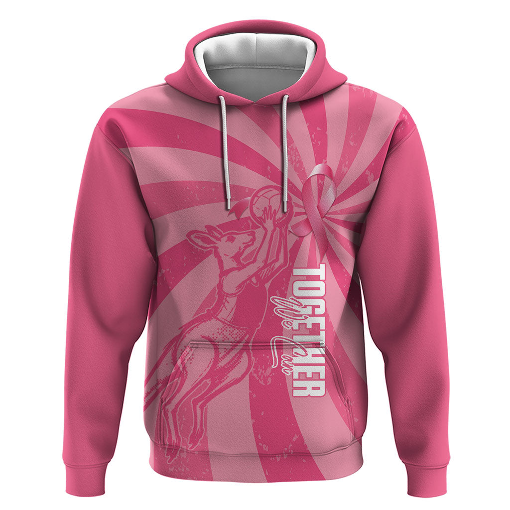 Australia Netball Breast Cancer Personalised Hoodie Aussie Kangaroo Together We Can