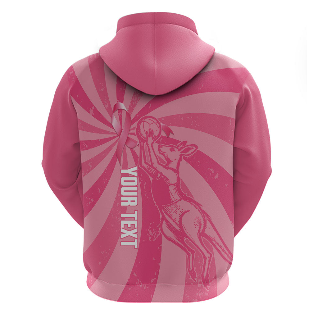 Australia Netball Breast Cancer Personalised Hoodie Aussie Kangaroo Together We Can