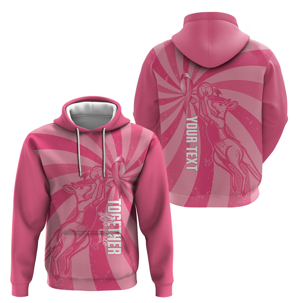 Australia Netball Breast Cancer Personalised Hoodie Aussie Kangaroo Together We Can