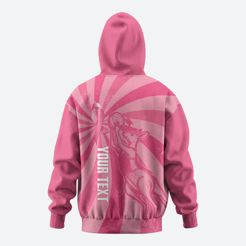 Australia Netball Breast Cancer Personalised Hoodie Aussie Kangaroo Together We Can