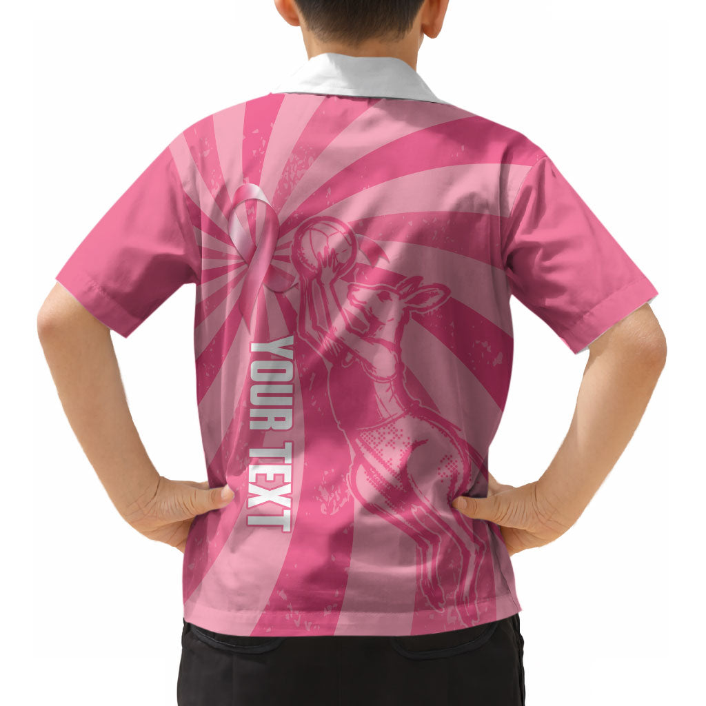 Australia Netball Breast Cancer Personalised Kid Hawaiian Shirt Aussie Kangaroo Together We Can