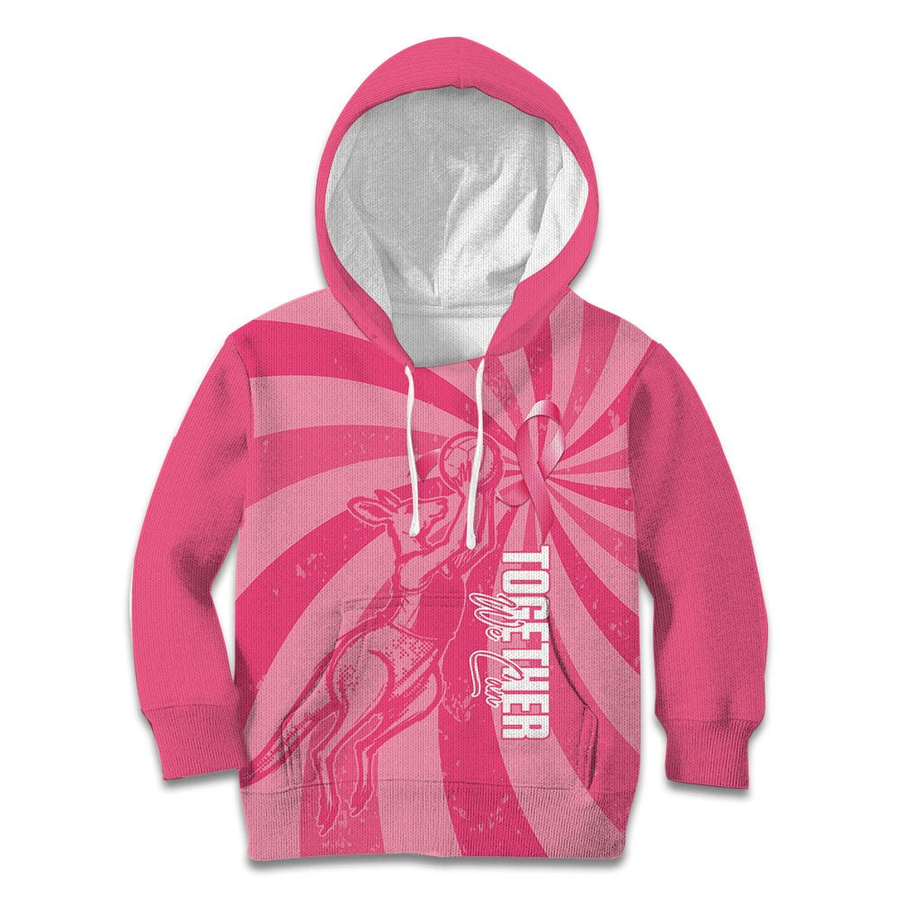 Australia Netball Breast Cancer Personalised Kid Hoodie Aussie Kangaroo Together We Can
