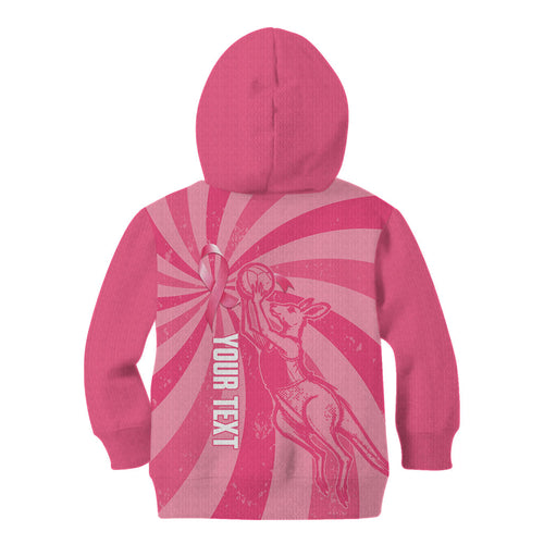 Australia Netball Breast Cancer Personalised Kid Hoodie Aussie Kangaroo Together We Can