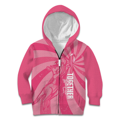Australia Netball Breast Cancer Personalised Kid Hoodie Aussie Kangaroo Together We Can