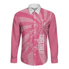 Australia Netball Breast Cancer Personalised Long Sleeve Button Shirt Aussie Kangaroo Together We Can