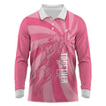 Australia Netball Breast Cancer Personalised Long Sleeve Polo Shirt Aussie Kangaroo Together We Can