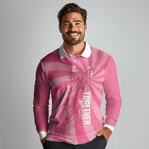 Australia Netball Breast Cancer Personalised Long Sleeve Polo Shirt Aussie Kangaroo Together We Can