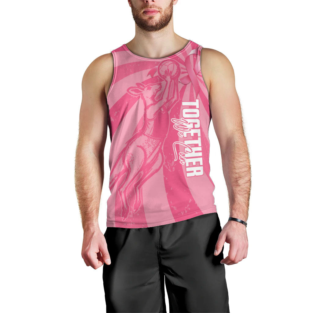 Australia Netball Breast Cancer Personalised Men Tank Top Aussie Kangaroo Together We Can