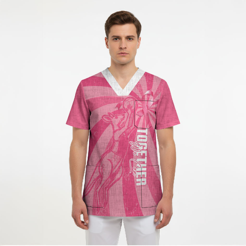 Australia Netball Breast Cancer Personalised Scrub Top Aussie Kangaroo Together We Can