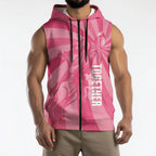 Australia Netball Breast Cancer Personalised Sleeveless Zip Hoodie Aussie Kangaroo Together We Can