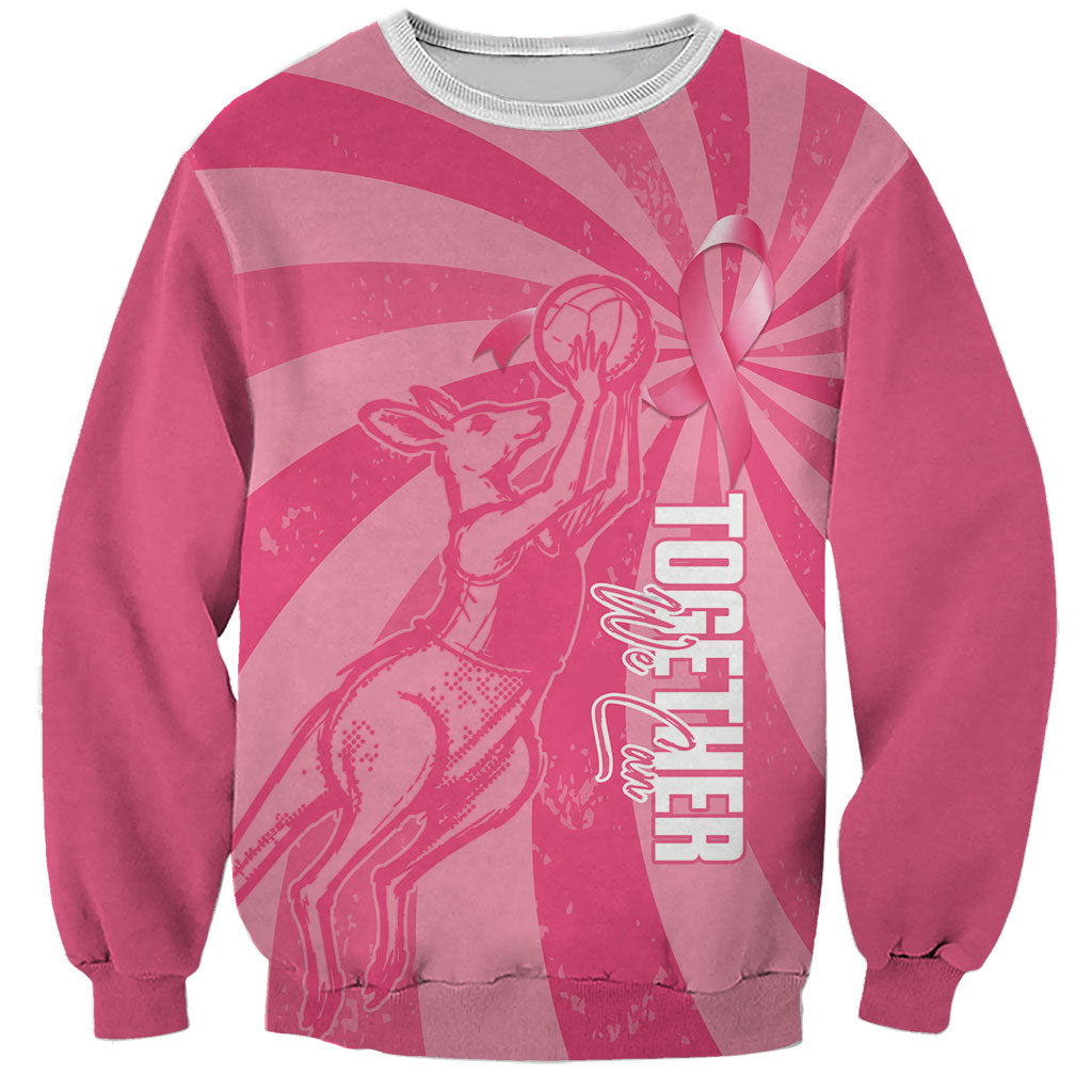 Australia Netball Breast Cancer Personalised Sweatshirt Aussie Kangaroo Together We Can