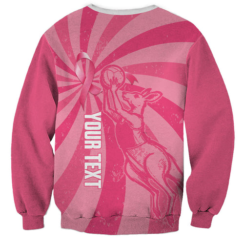 Australia Netball Breast Cancer Personalised Sweatshirt Aussie Kangaroo Together We Can